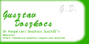 gusztav doszkocs business card